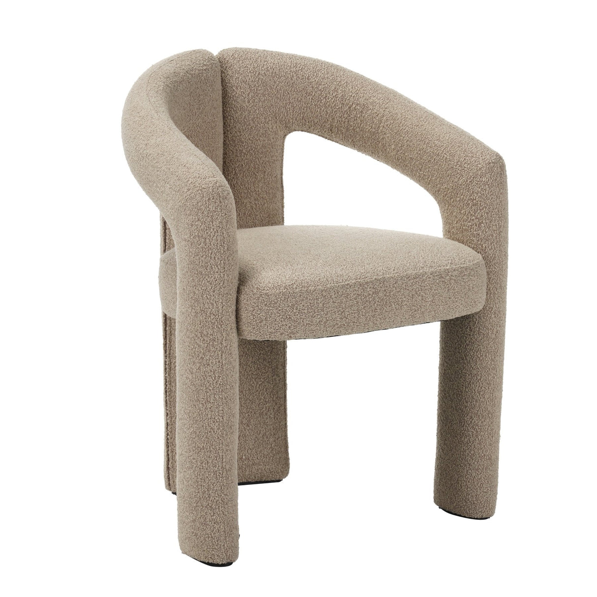 Diseño Silla de Comedor Color Arena Bouclé Marrón - Tejido Completo