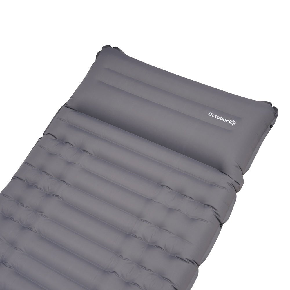 Colchón inflable 1 persona con sistema de inflado incorporado 205x67x10 cm Dimehouse Gris L x An x Al 23x15x15 Nylon Blanco foto detalle