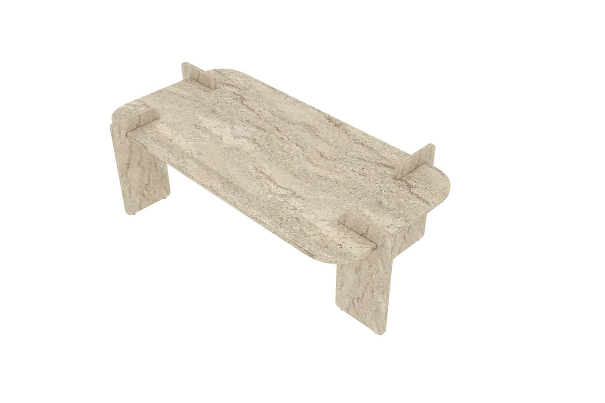 Mesa de centro Lovge aspecto travertino 120 x 60 cm Compuesto de madera revestido de melamina
