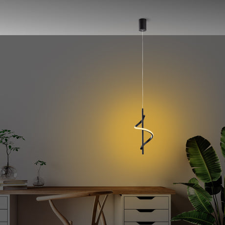 Lámpara colgante de metal negro opulento