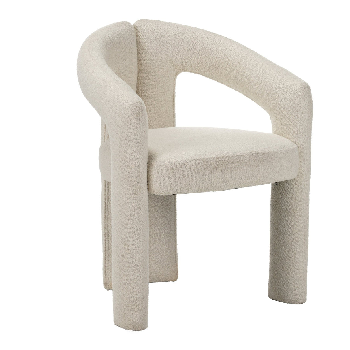 Diseño Silla de Comedor Marfil Bouclé Marrón - Tejido Completo