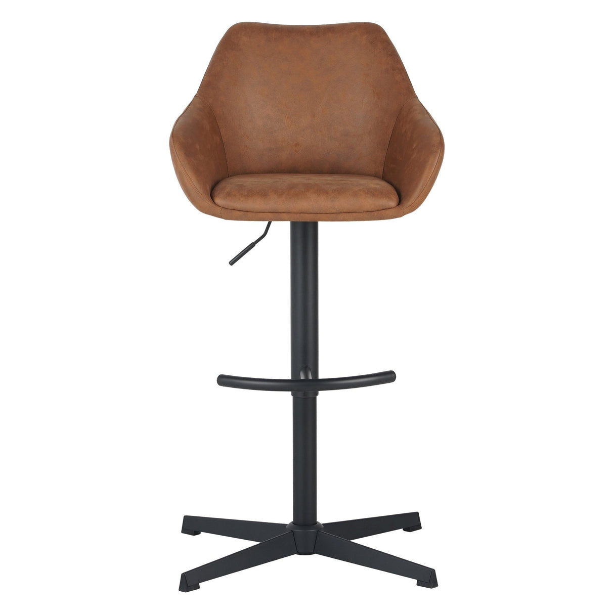 Venom Taburete de Bar Cognac Eco-cuero - Silla de Bar Giratoria Ajustable con Reposabrazos