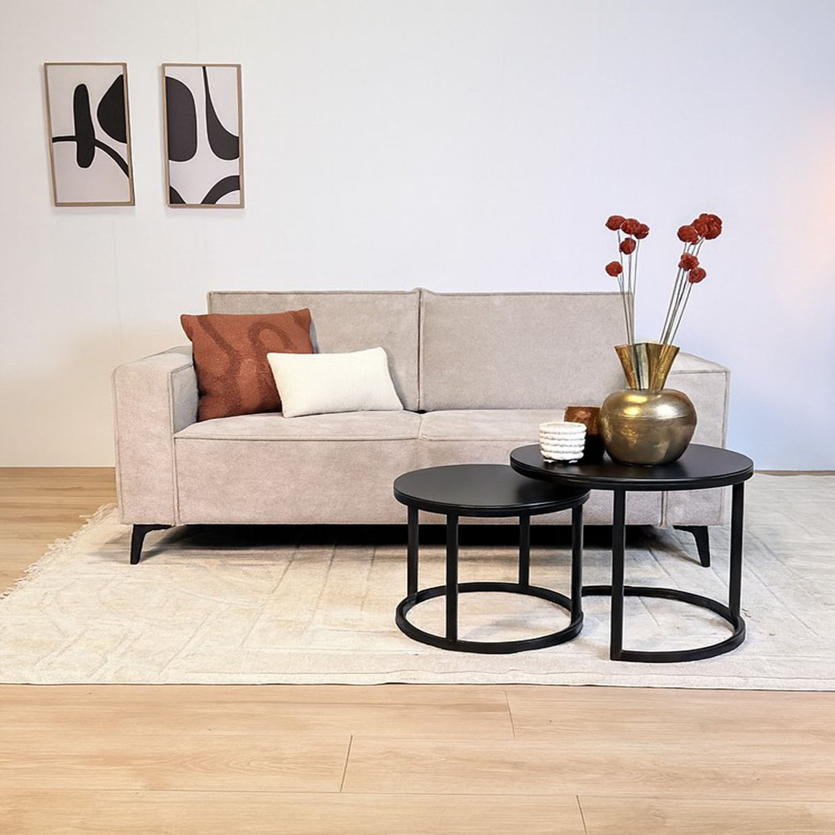 2-asientos con cojines gruesos sueltos grises de chenilla Yara