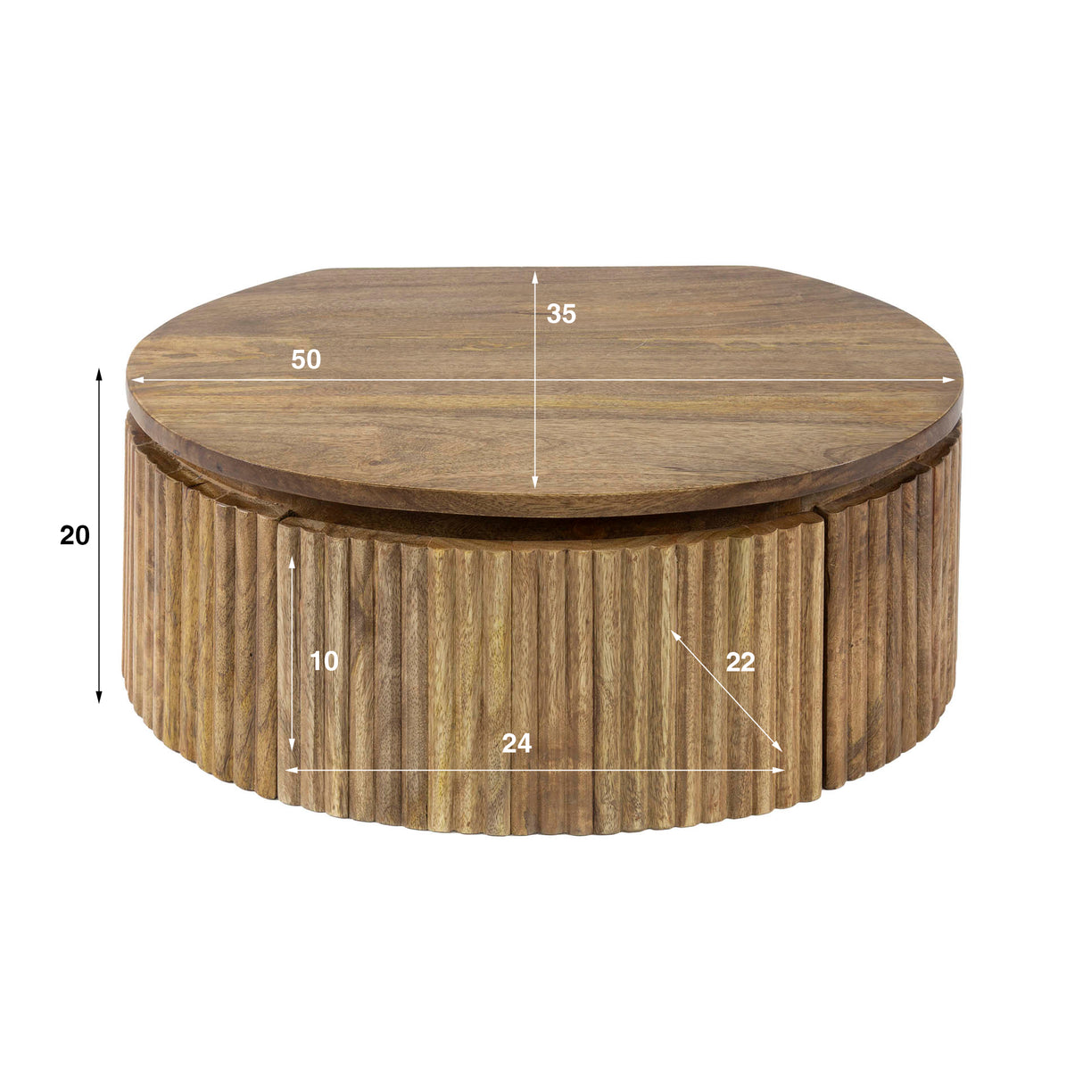 Mesita de noche de mango con 1 cajón - arena