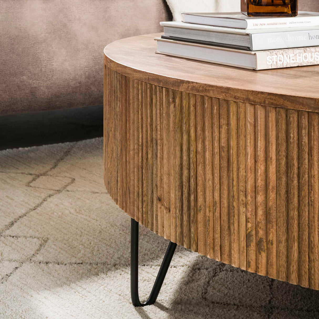 Mesa de centro redonda Madera de mango de 120 cm - Color arena