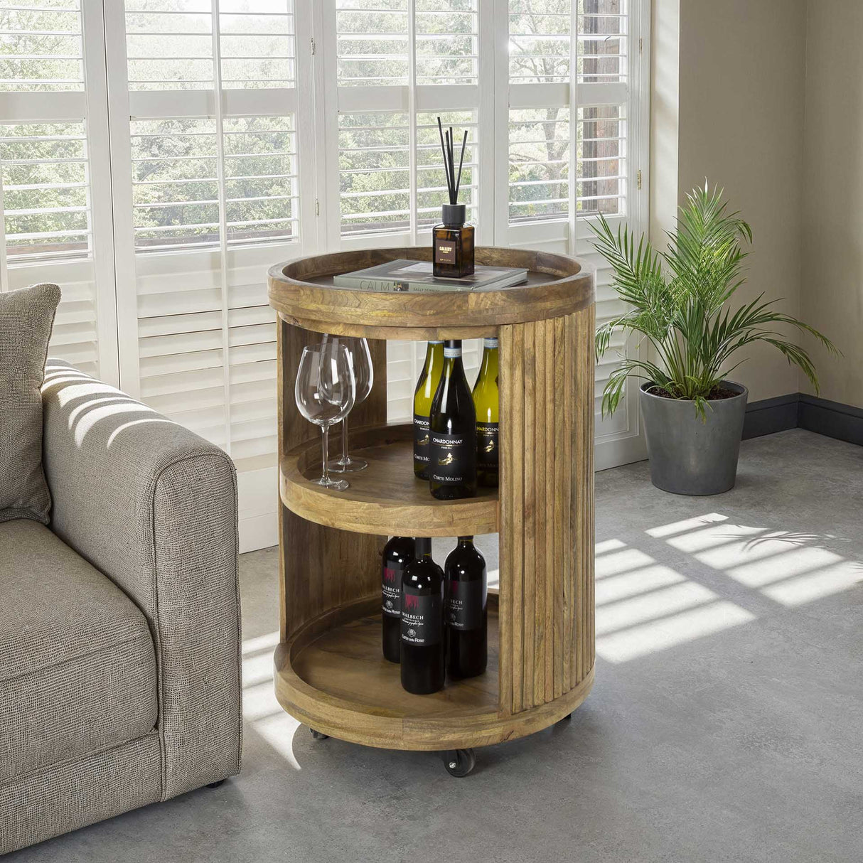 Bartrolley Madera de mango color arena en ruedas