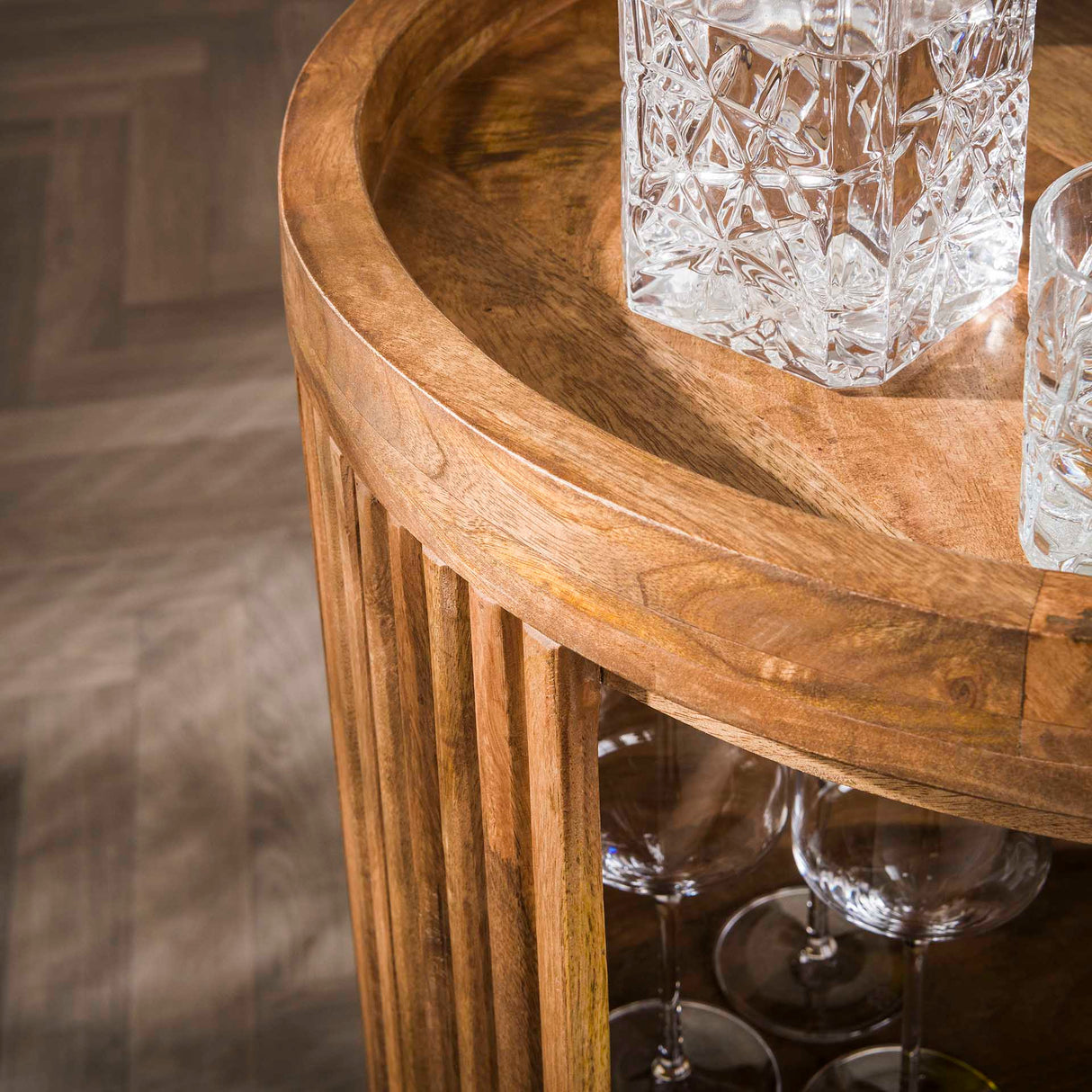 Bartrolley Madera de mango color arena en ruedas