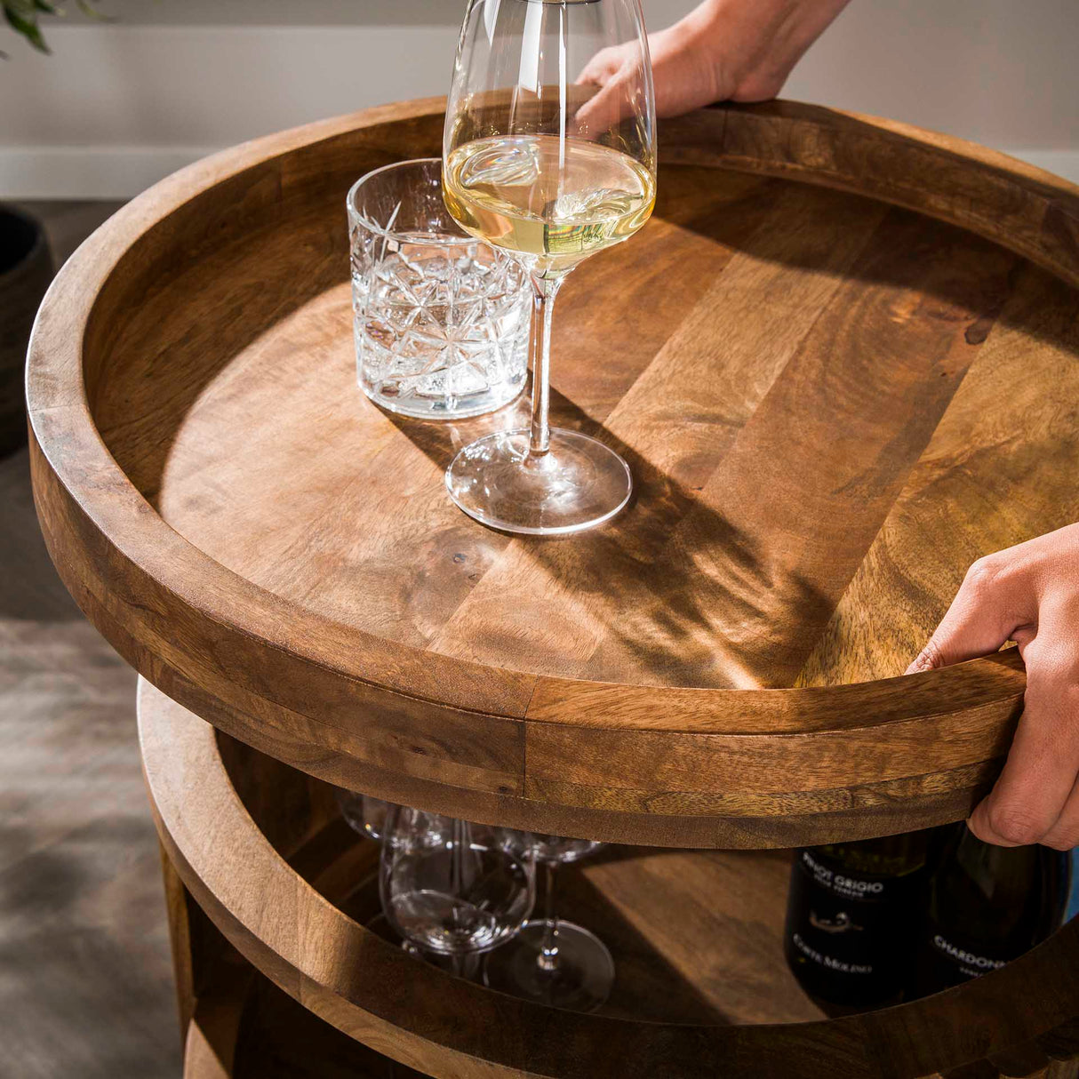 Bartrolley Madera de mango color arena en ruedas