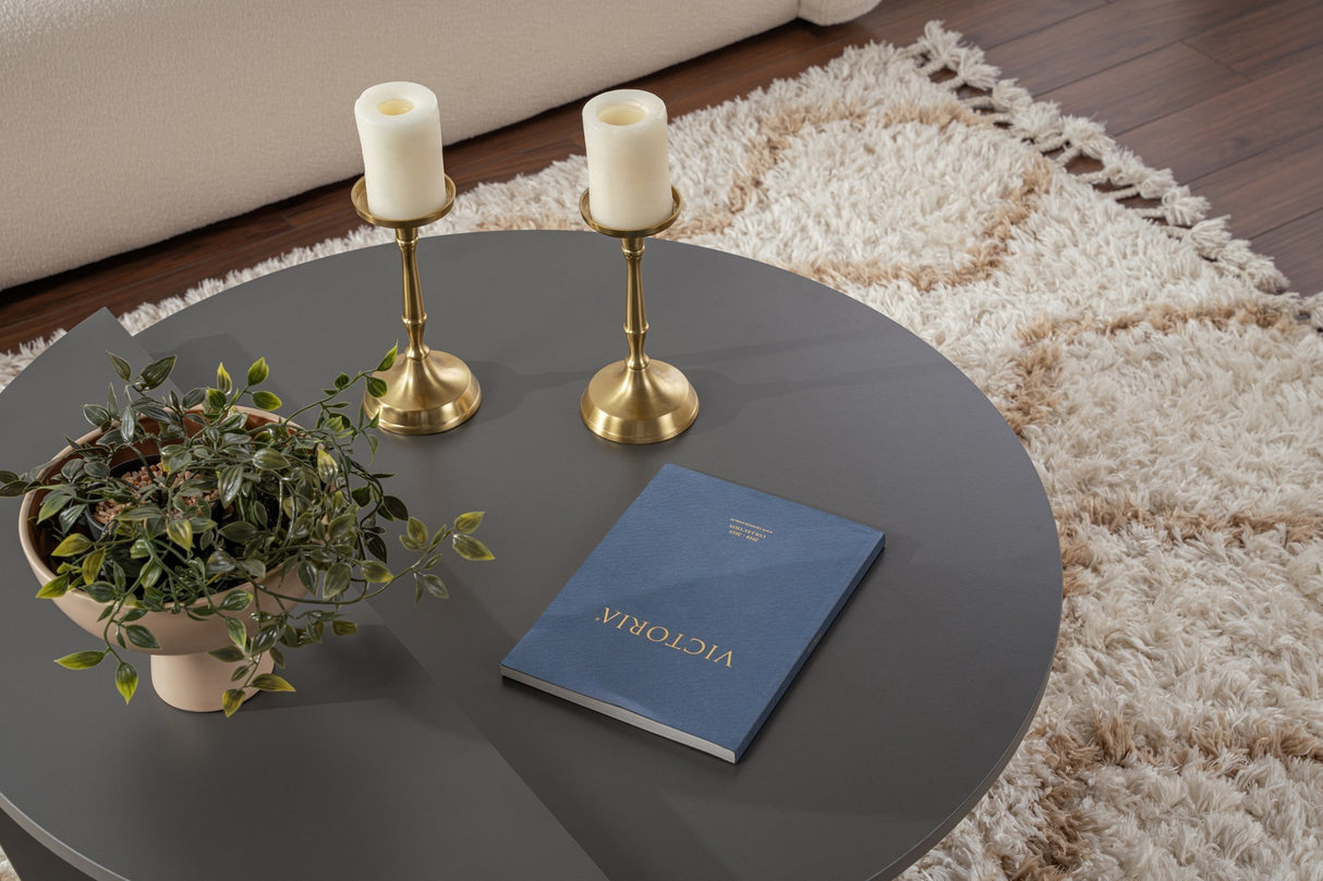 Mesa de centro redonda antracita de melamina 85 cm Orin