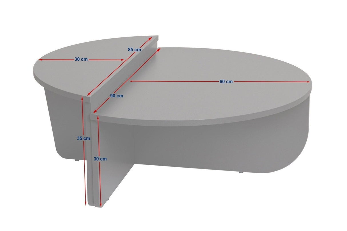 Mesa de centro redonda de madera de pino atlántico escalonada melamina 90 cm Orin
