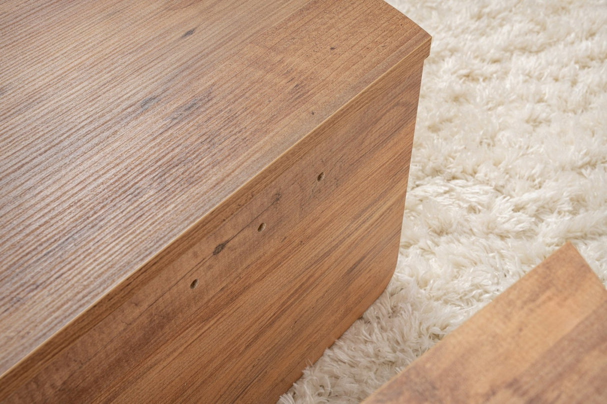 Mesa de centro redonda de madera de pino atlántico escalonada melamina 90 cm Orin
