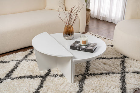 Mesa de centro redonda blanca 85 cm melamina Orin