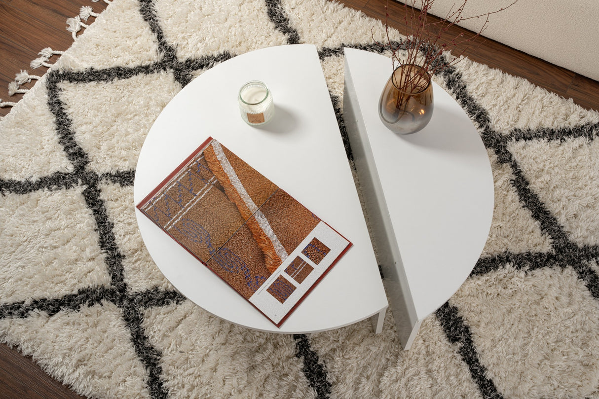 Mesa de centro redonda blanca 85 cm melamina Orin