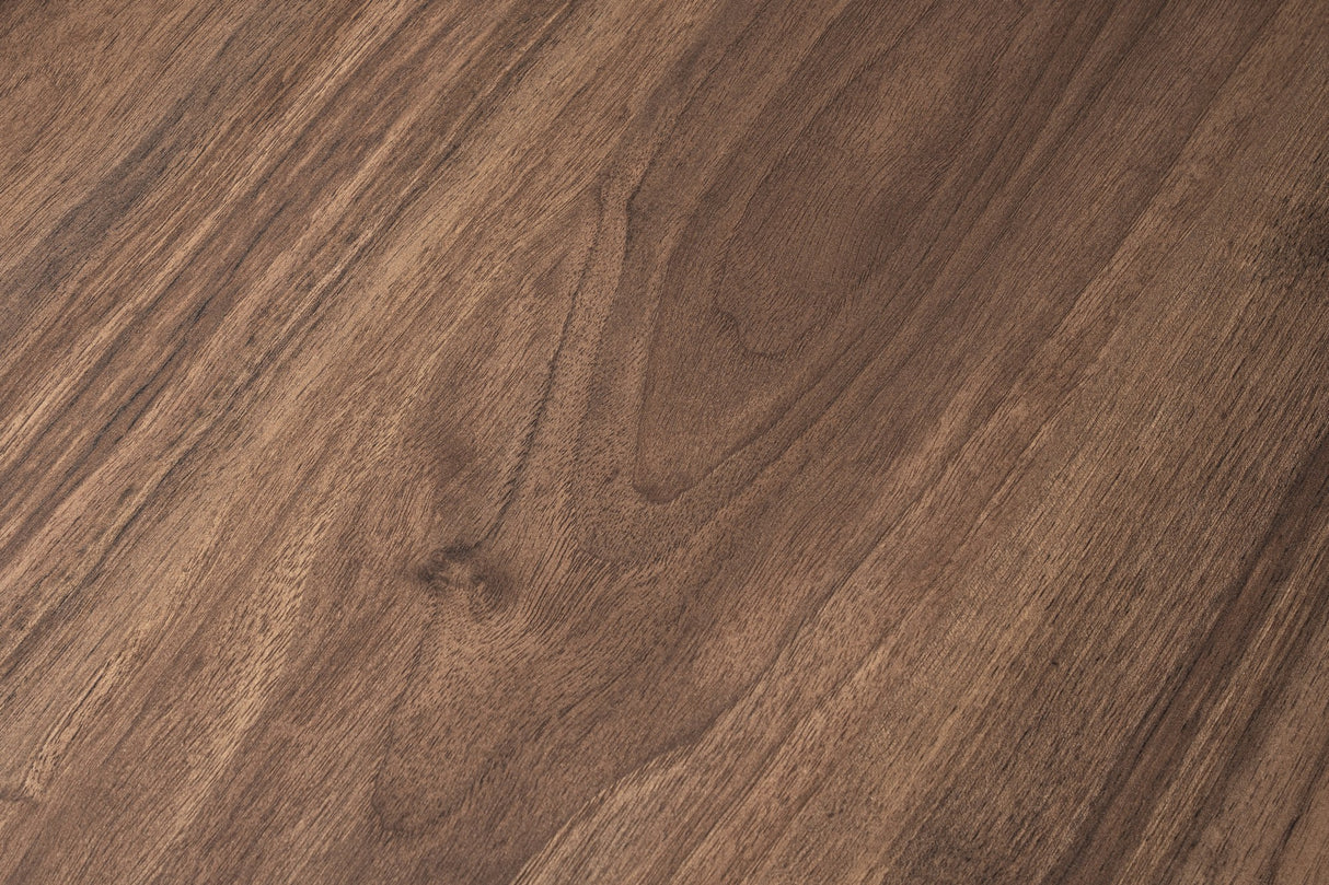 Mesa de salón redonda de 85 cm en nogal natural melamina Orin