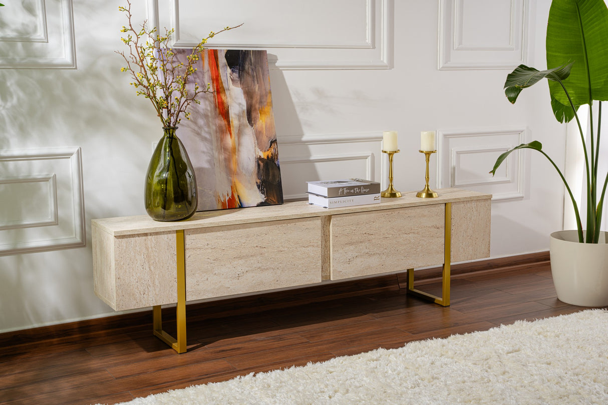 Mueble de TV Beige Melamina Estructura Fouden Blitz 50x180x29,5 cm