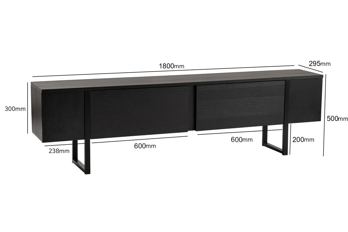 Mueble de TV Negro Melamina Blitz 50x180x29,5 cm