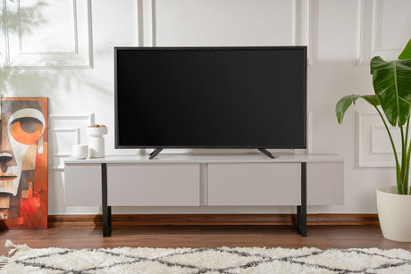 Mueble de TV Gris Melamina Marco Dorado Blitz 50x180x29,5 cm