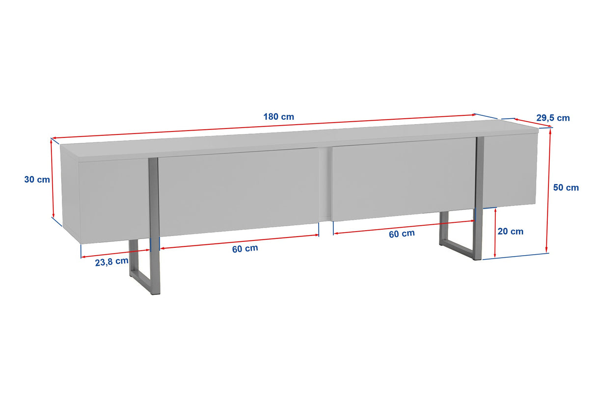 TV Meubels - TV Meubel Naturel Melamine Zwart Frame 180x50x29,5 cm - Blitz - Dimehouse