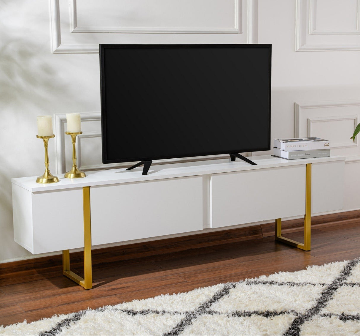 Mueble de TV Blanco Melamina Blitz 50x180x29,5 cm