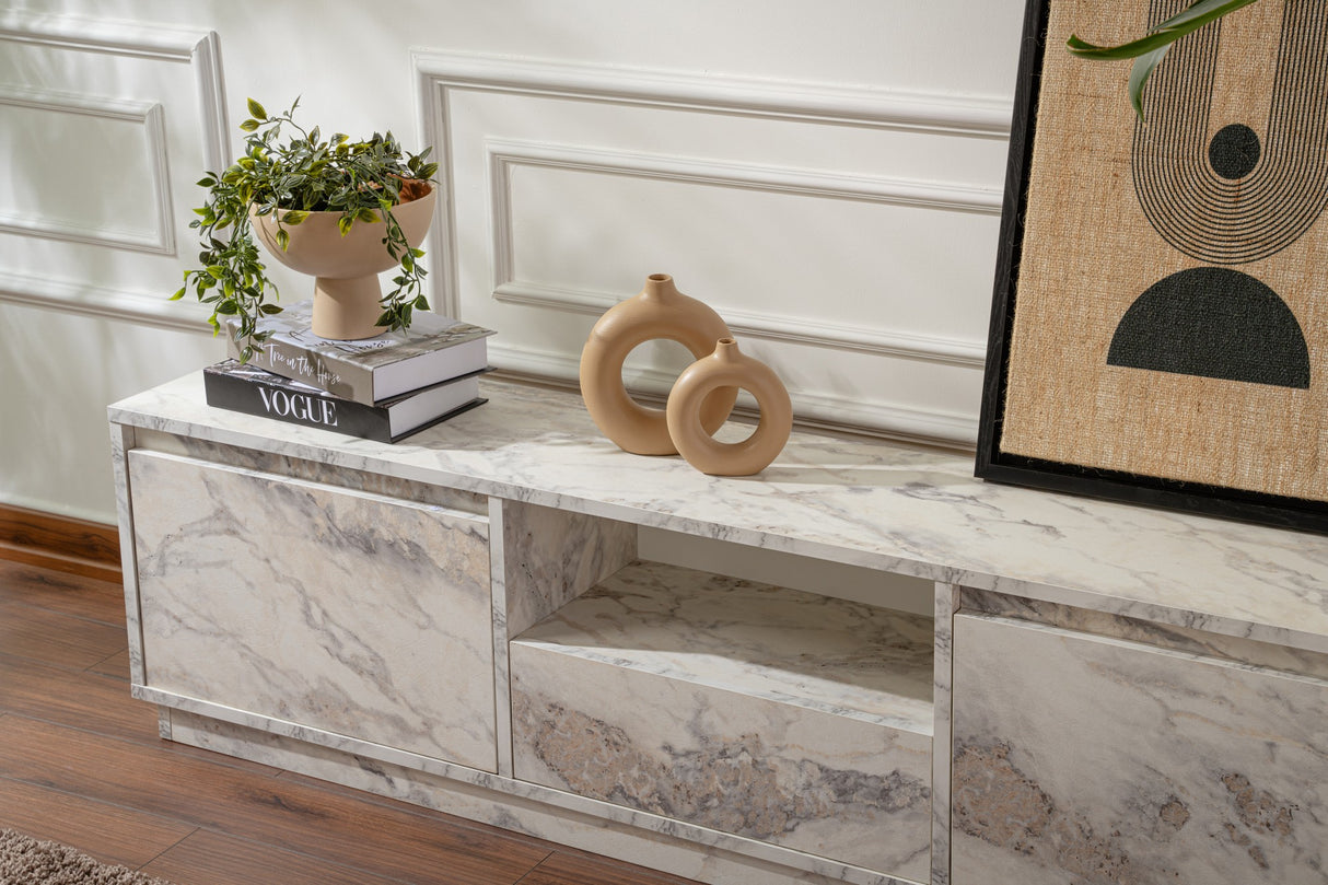 Mueble de TV de Melamina de Mármol Flare 42x160x29,5 cm