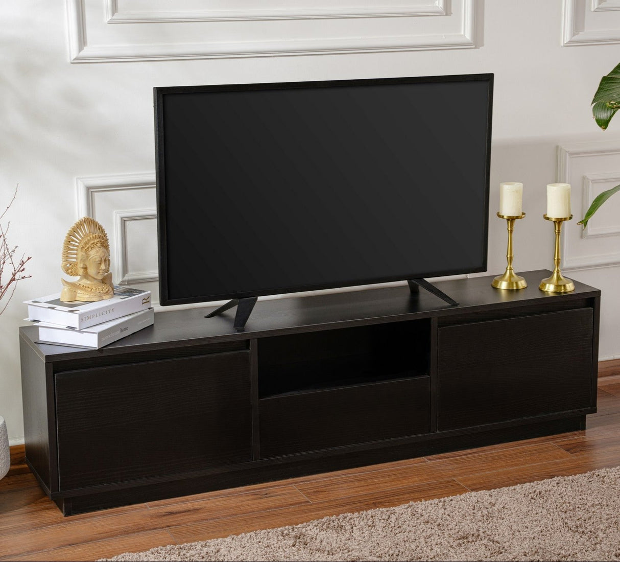 Mueble de TV Negro Melamina Flare 42x160x29,5 cm