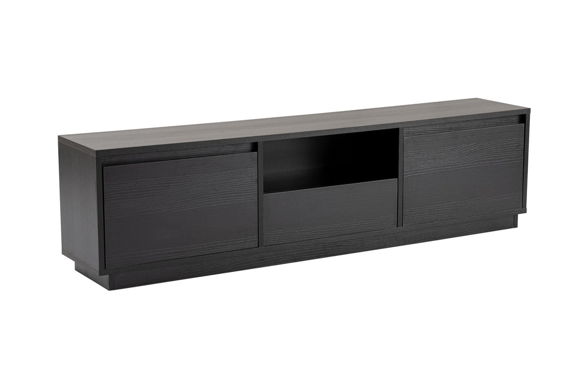 TV Meubels - TV Meubel Zwart Melamine - drie kastjes - 160x42x29,5 cm - Flare - Dimehouse