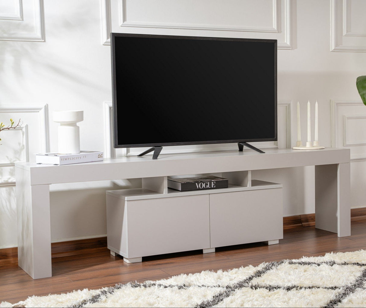 Mueble de TV Gris Melamina Vertex 50x180x31,3 cm