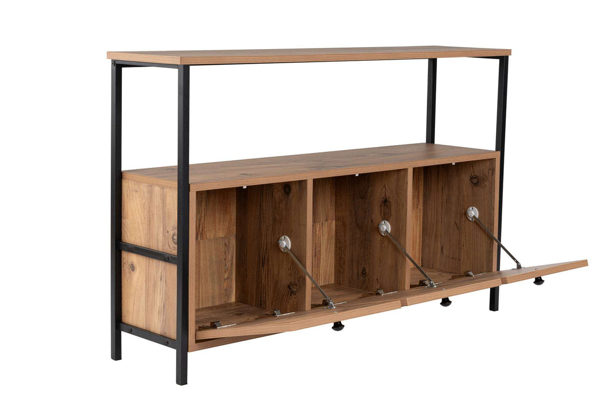 Dressoirs - Dressoir Atlantisch Dennenhout Saloce - Zwart Frame - Drie Vakken - 120x77 cm - Dimehouse