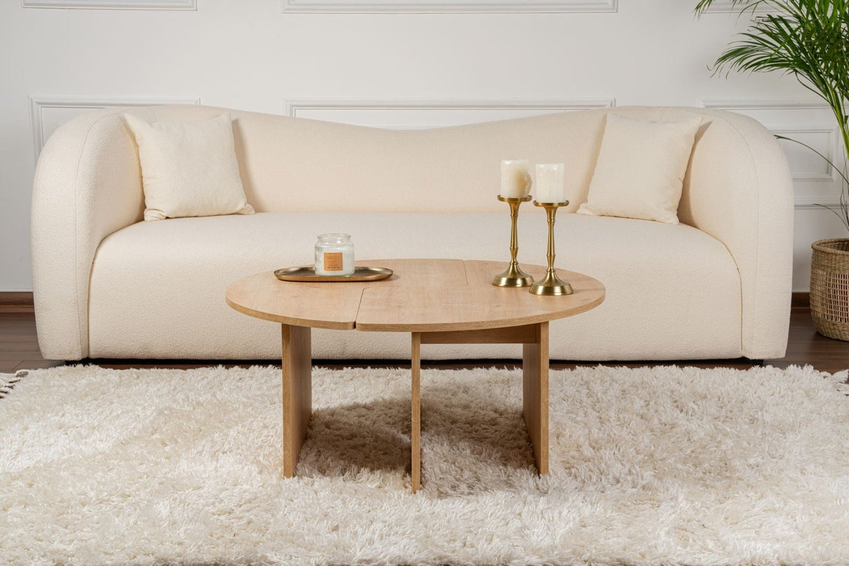 Salontafels - Ronde Salontafel Moari Eikenhout Melamine 90 cm - Dimehouse