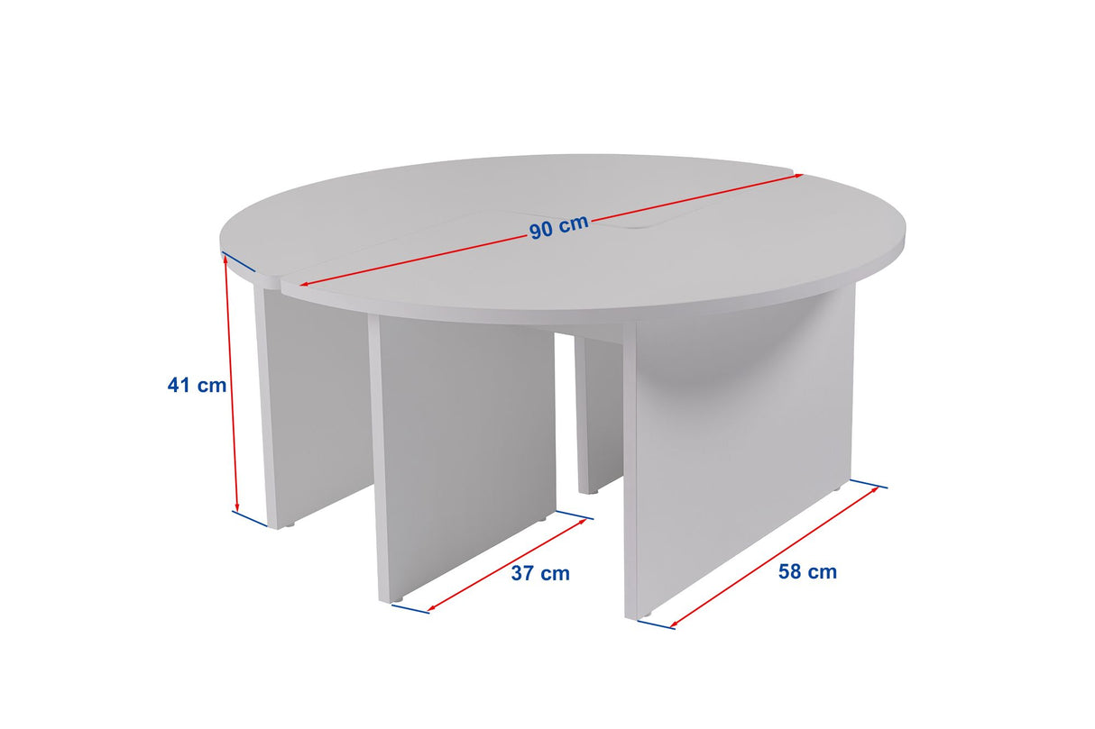 Salontafels - Ronde Salontafel Moari Beton Look Grijs Melamine 90 cm - Dimehouse