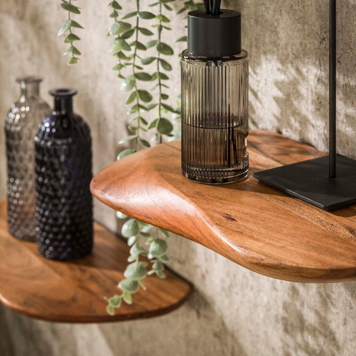 Conjunto nórdico de 3 estantes de pared Organic - Madera de acacia maciza