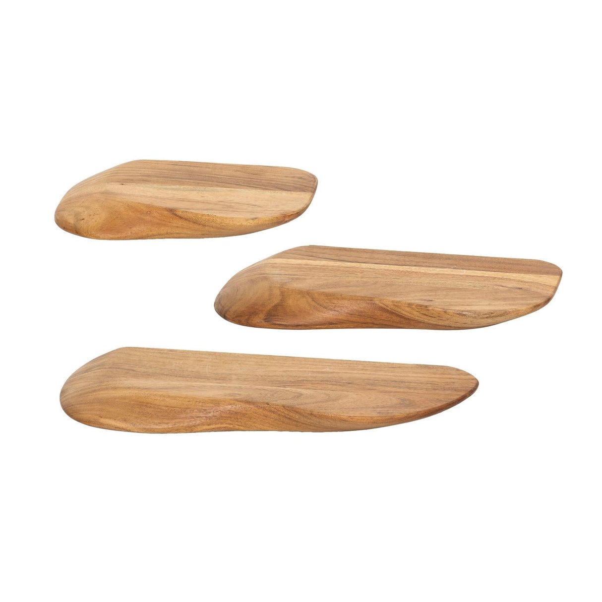Conjunto nórdico de 3 estantes de pared Organic - Madera de acacia maciza