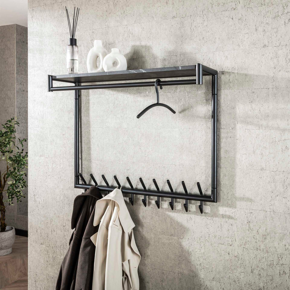 Gancho de ropa de tubo redondo Gunmetal de 45 cm