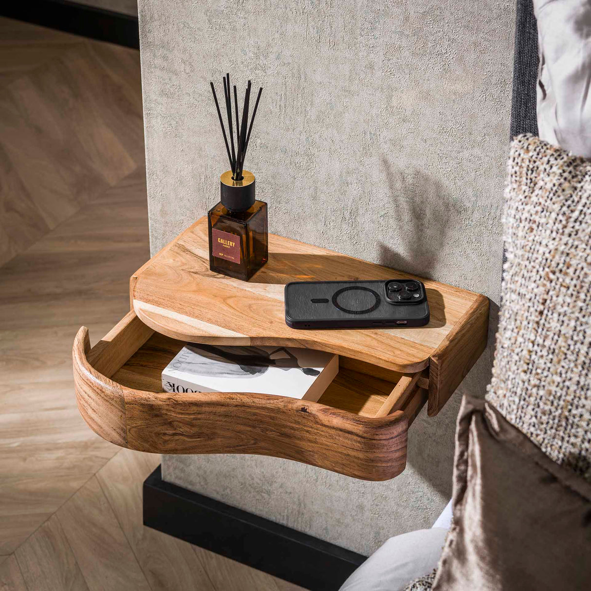 Mesitas de noche Acacia con pared Nova L/R (set de 2)