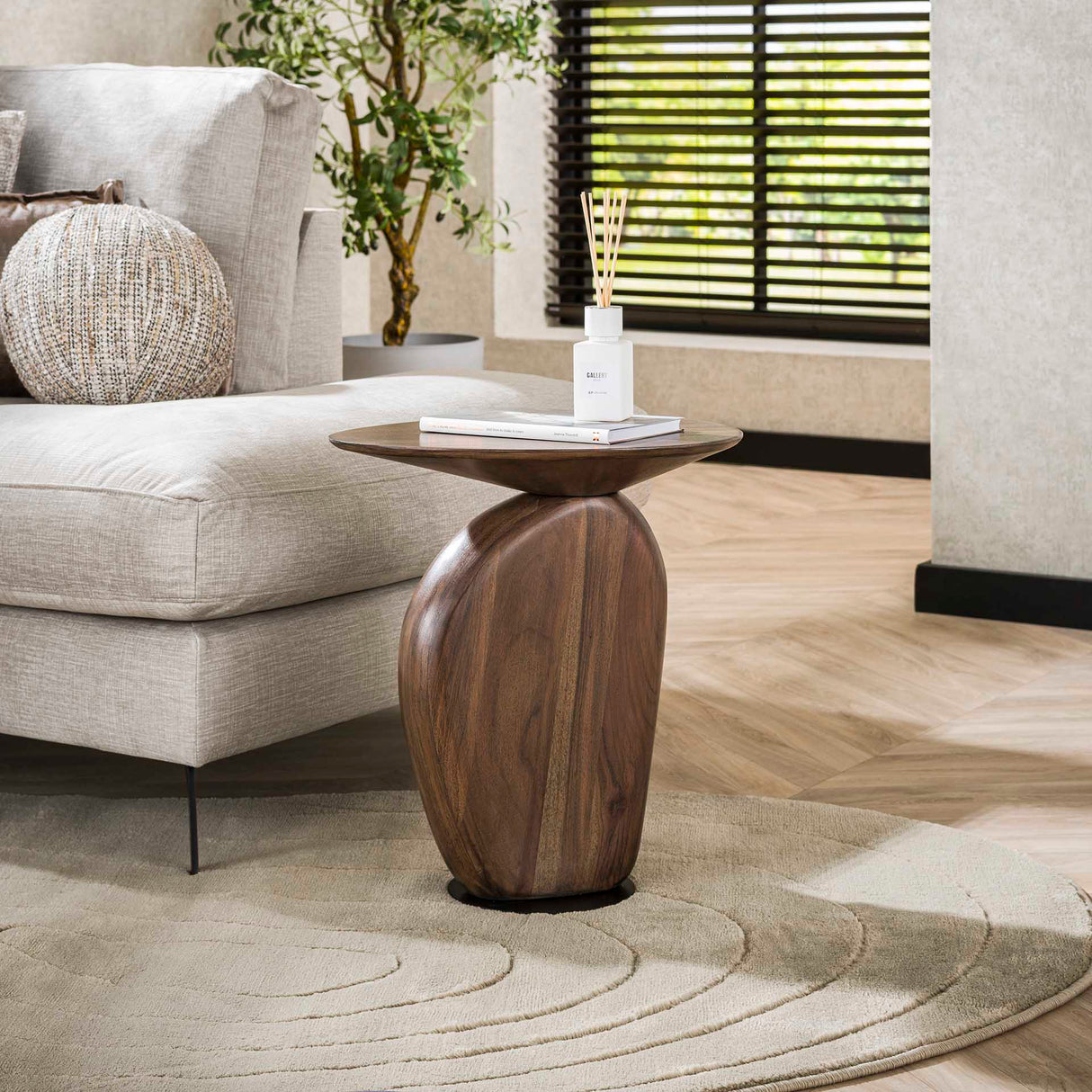 Mesita auxiliar Acacia Glaze Brown 45x36x50 cm