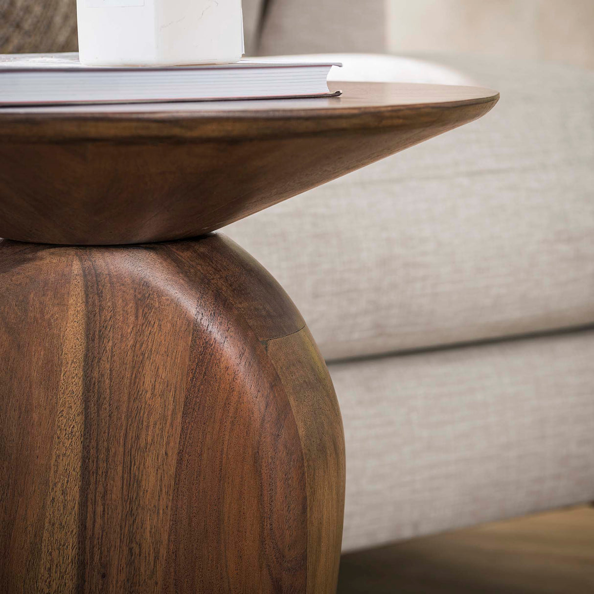 Mesita auxiliar Acacia Glaze Brown 45x36x50 cm