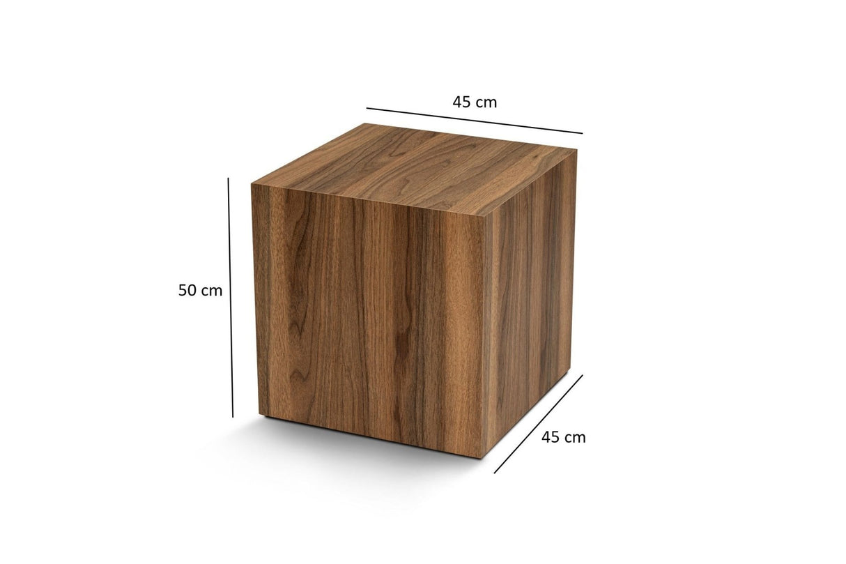 Bijzettafels - Moderne Bijzettafel Kuub Vierkant Walnoot look - 45x45x50 cm - Dimehouse
