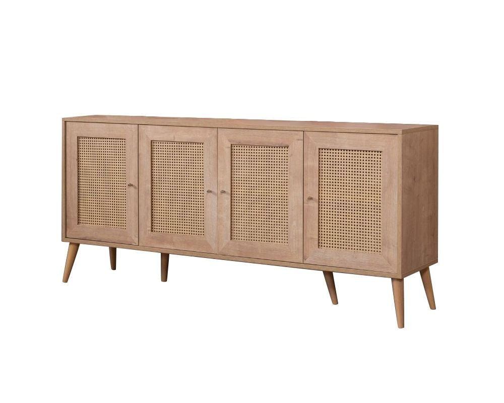 Armario de almacenamiento Calvin con cierre suave 180 cm Aspecto roble Compuesto de madera revestido de melamina, MDF