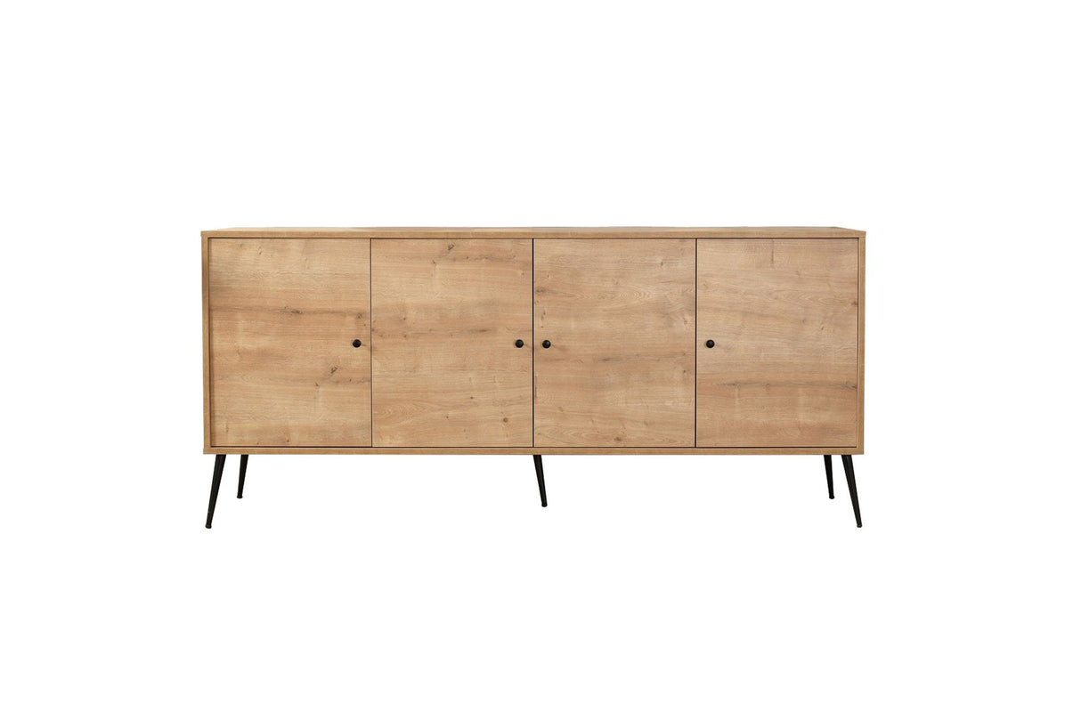 Armario de almacenamiento Calvin aspecto roble con cierre suave 180 cm Panel de mueble revestido de melamina