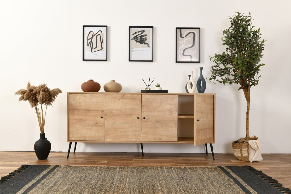 Calvin Opbergkast eikenlook met soft-close 180 cm Melamine gecoat meubelpaneel