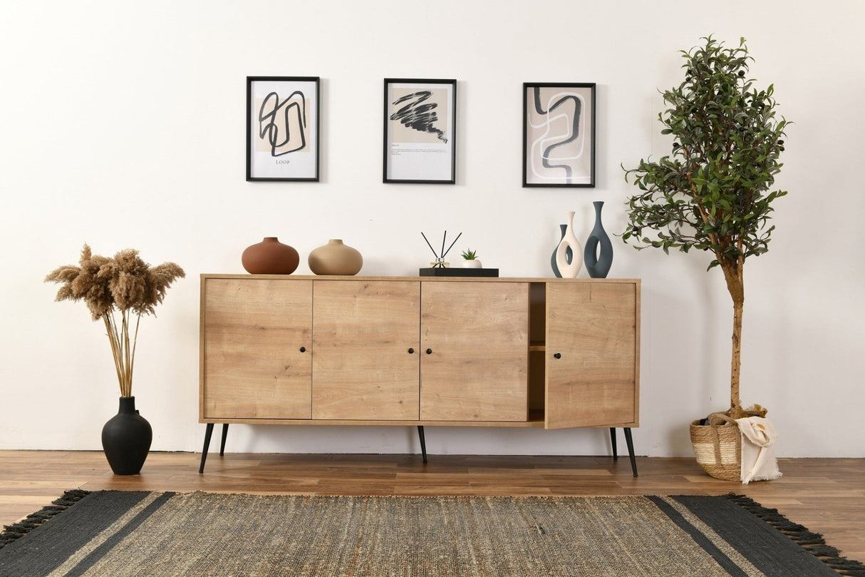 Calvin Opbergkast eikenlook met soft-close 180 cm Melamine gecoat meubelpaneel