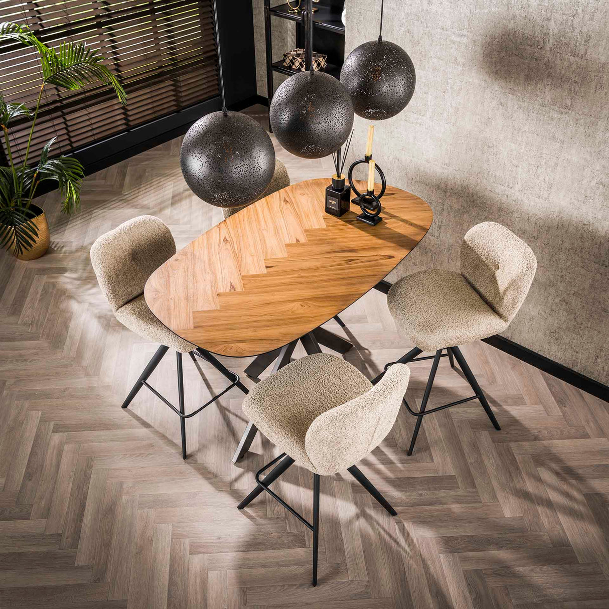 Armeta Mesa de bar orgánica 140 cm de chapa de teca