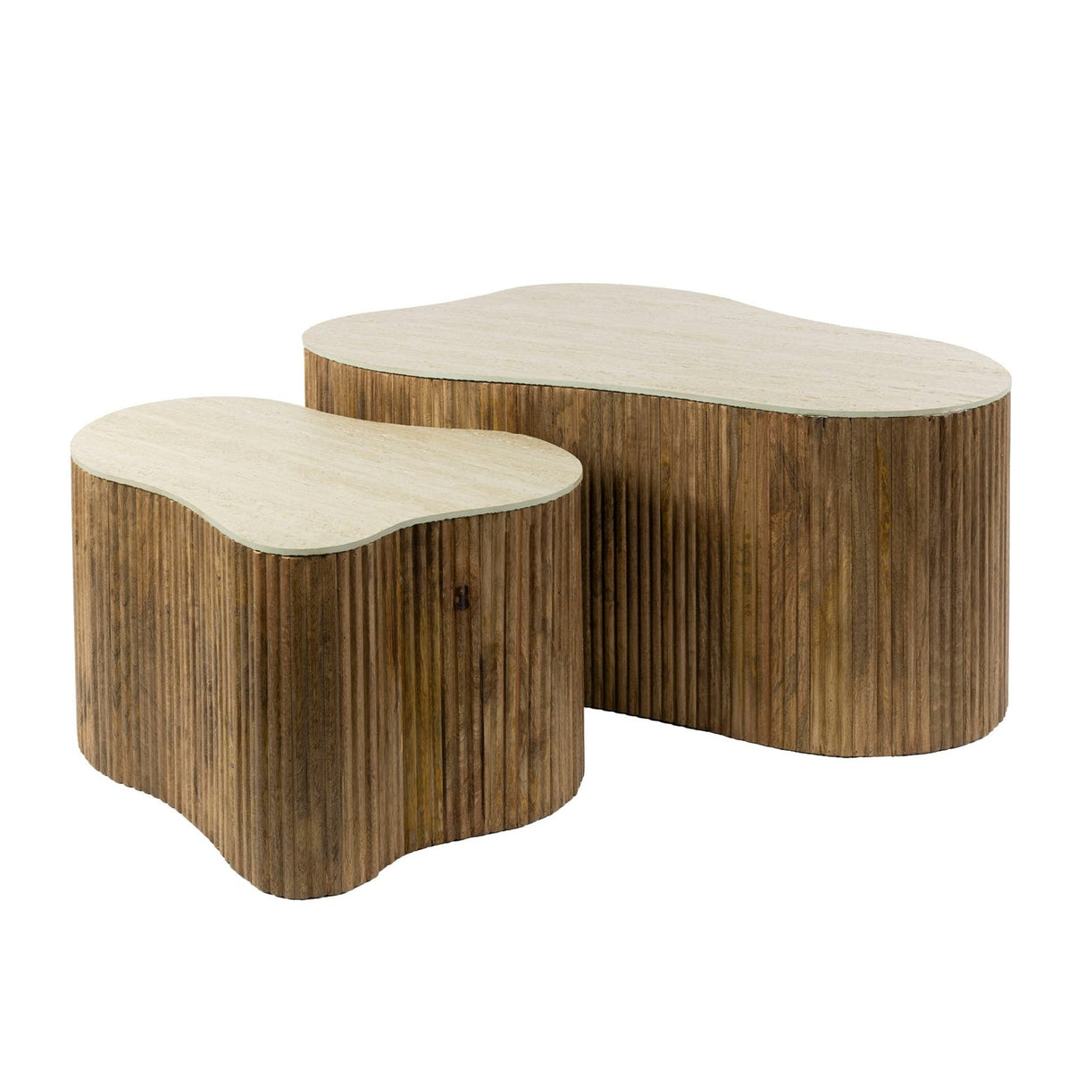 Conjunto de mesas de centro Mango Duo en madera maciza Arena