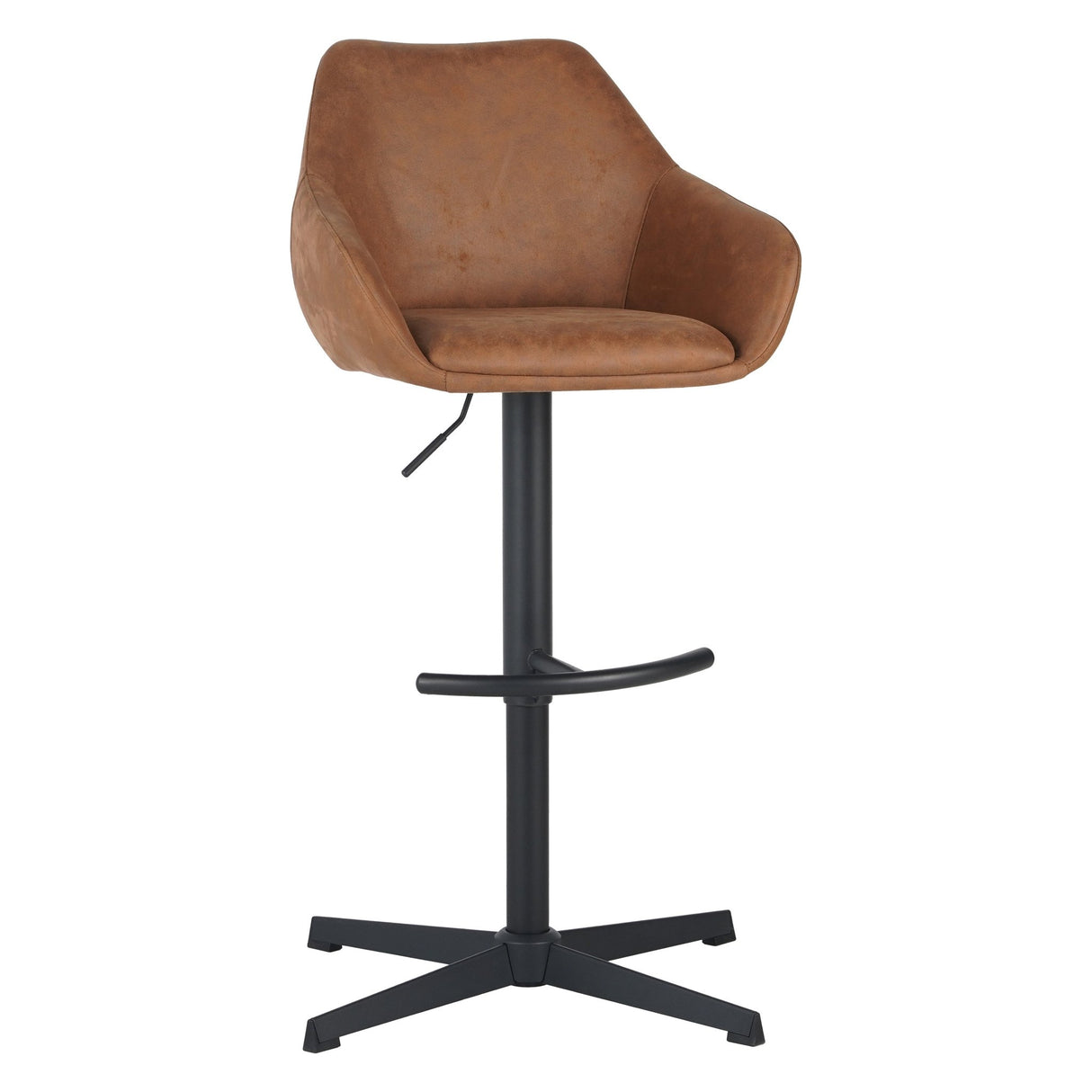Venom Taburete de Bar Cognac Eco-cuero - Silla de Bar Giratoria Ajustable con Reposabrazos