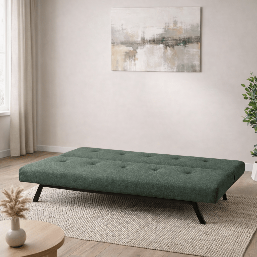 Sofá cama de 3 plazas Zoly Verde Tela - 180 cm - Sin reposabrazos - Acolchado