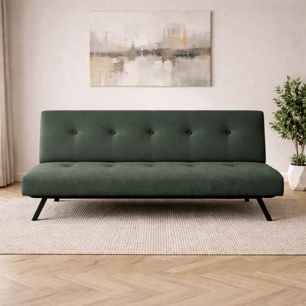 Sofá cama de 3 plazas Zoly Verde Tela - 180 cm - Sin reposabrazos - Acolchado