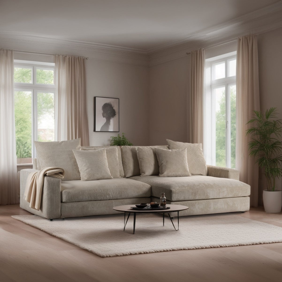 Sofá Kaia DH Interior Beige Foto ambiental vista frontal en diagonal