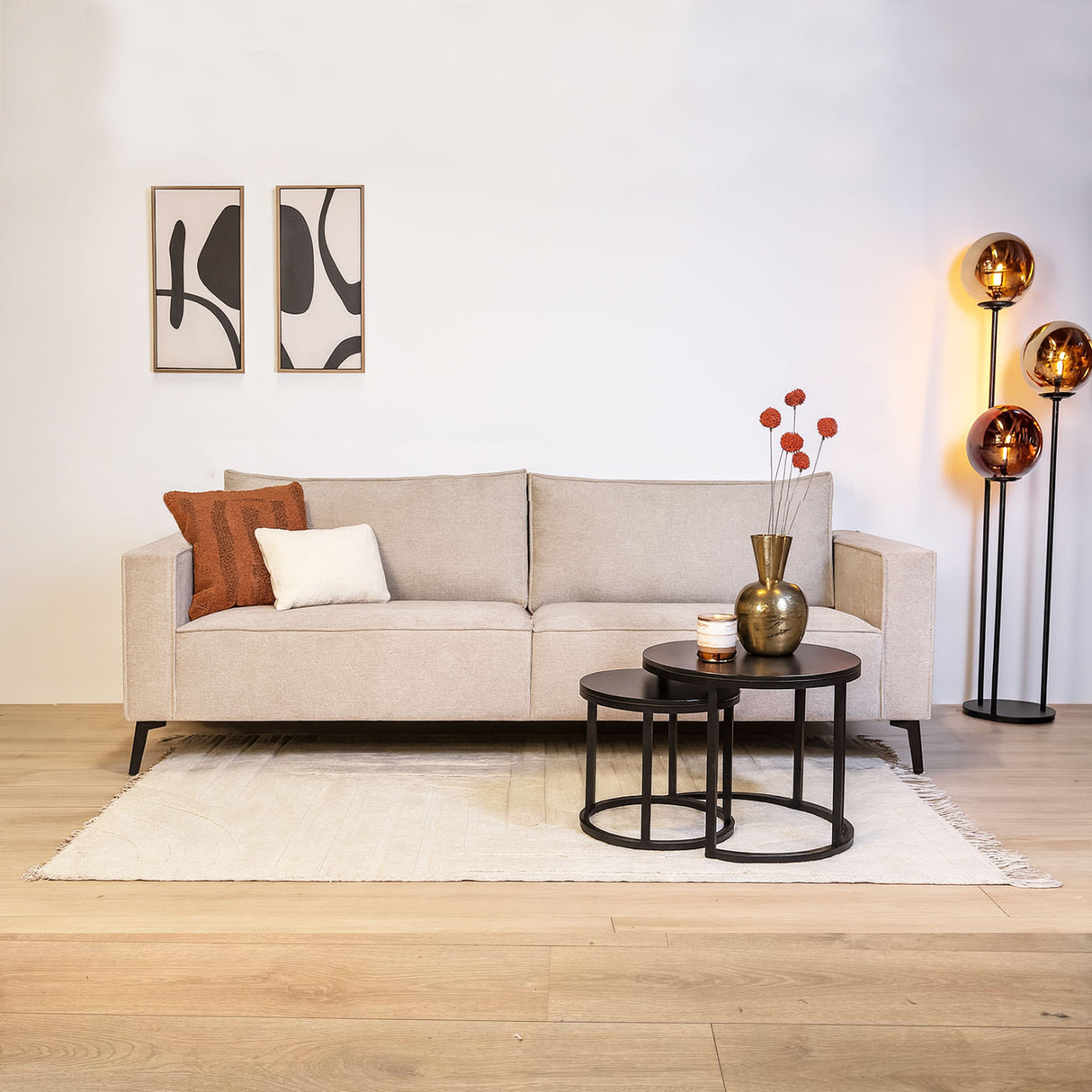 3-asientos con cojines gruesos sueltos y grises de chenilla Yara