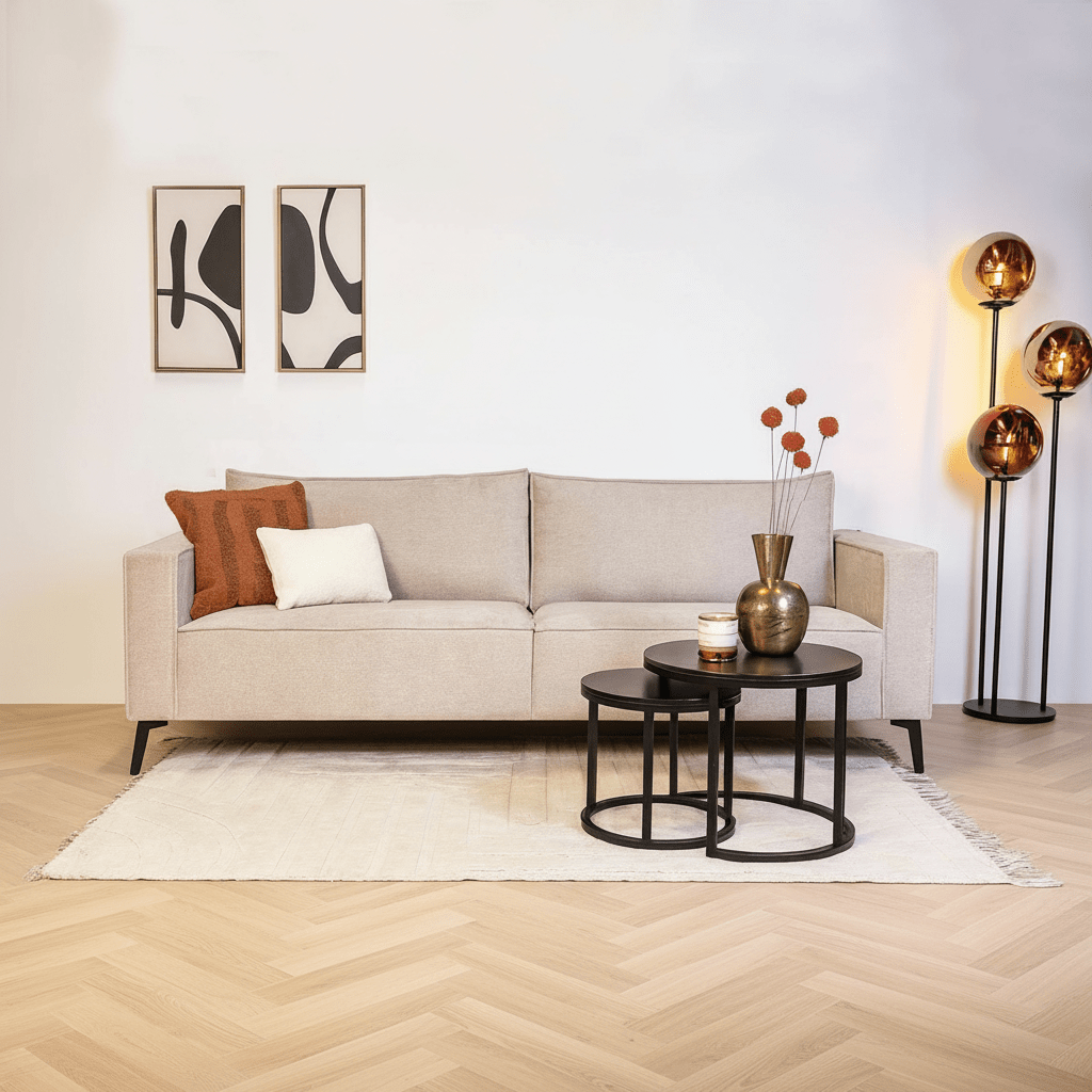 3-asientos con cojines gruesos sueltos y grises de chenilla Yara