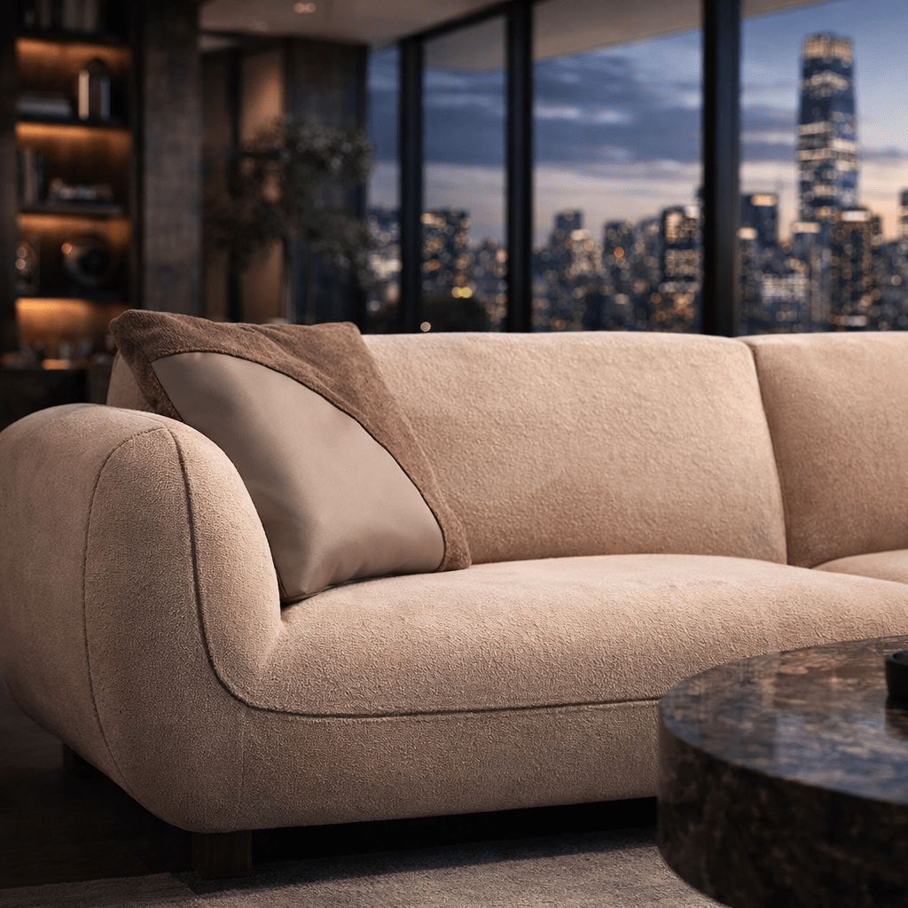 Banken - 5 - zitsbank Grande – Crème Bouclé – 345 cm – Bellagio - Dimehouse